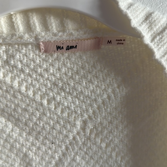 Mi Ami White Cardigan Super Soft Sweater in White - Picture 4 of 4
